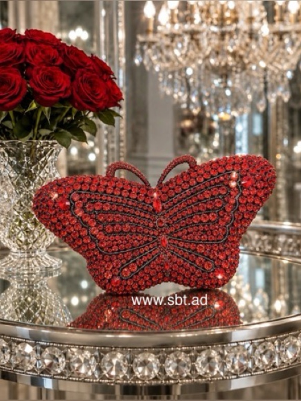 NWT Butterfly Clutch Purse Swarovski Crystal Rhinestone Luxury Evening Bag +Gift
